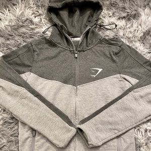 Gymshark Hoodie Gray Colorblock Full Zip Lightweight